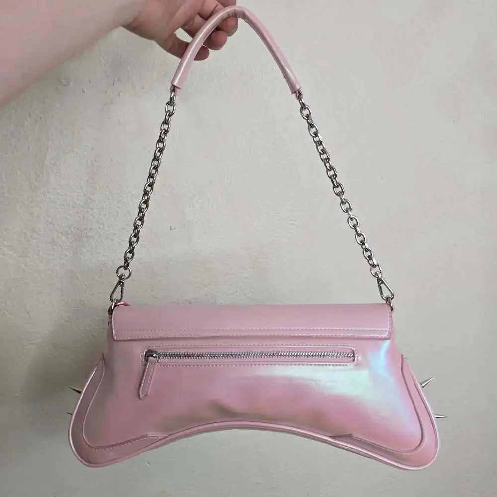 Paris Hilton Custom Iridescent Pink Studded Shoulder Bag with Charms